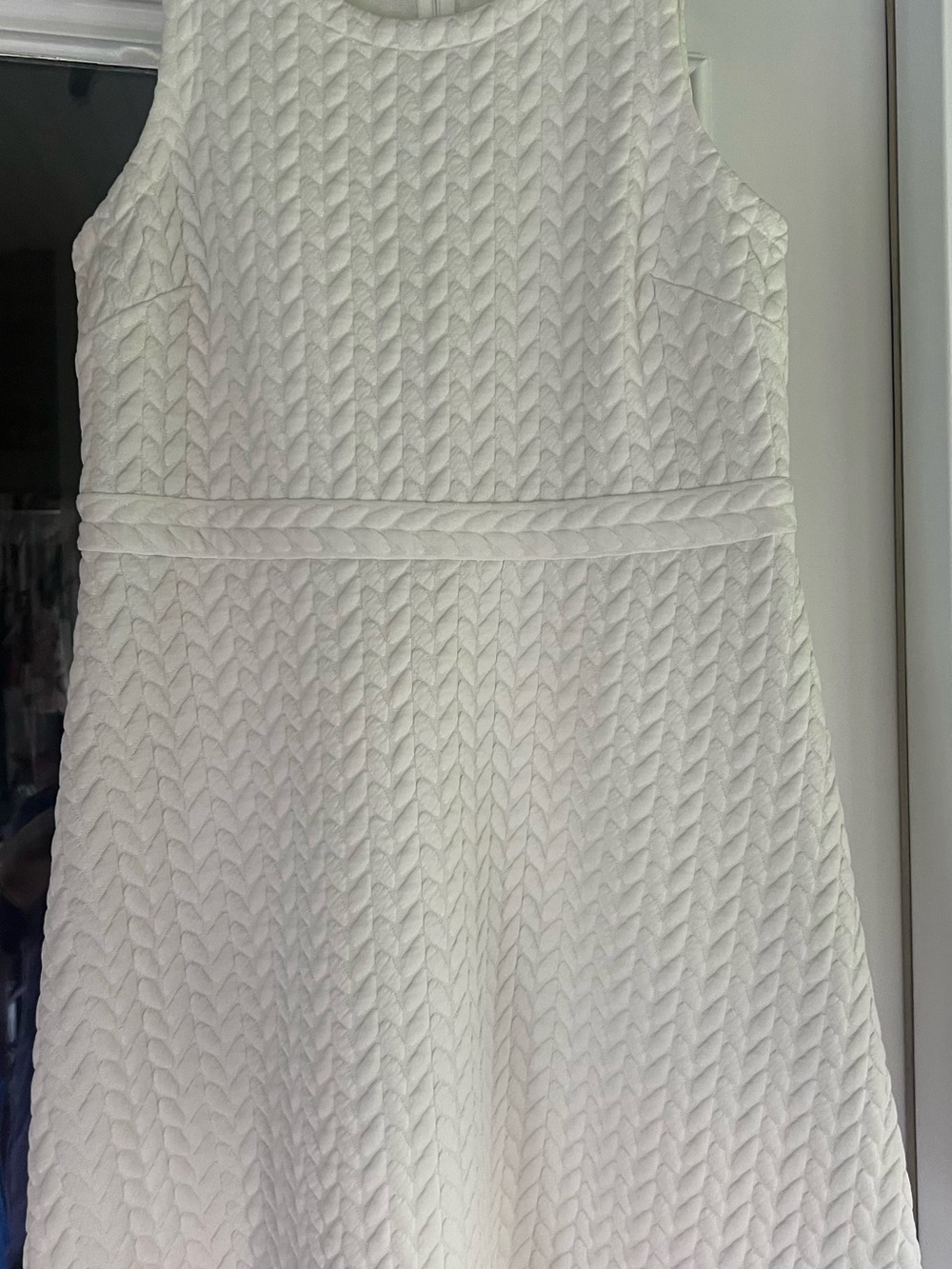 LOFT Cream Textured Sleeveless Midi Dress